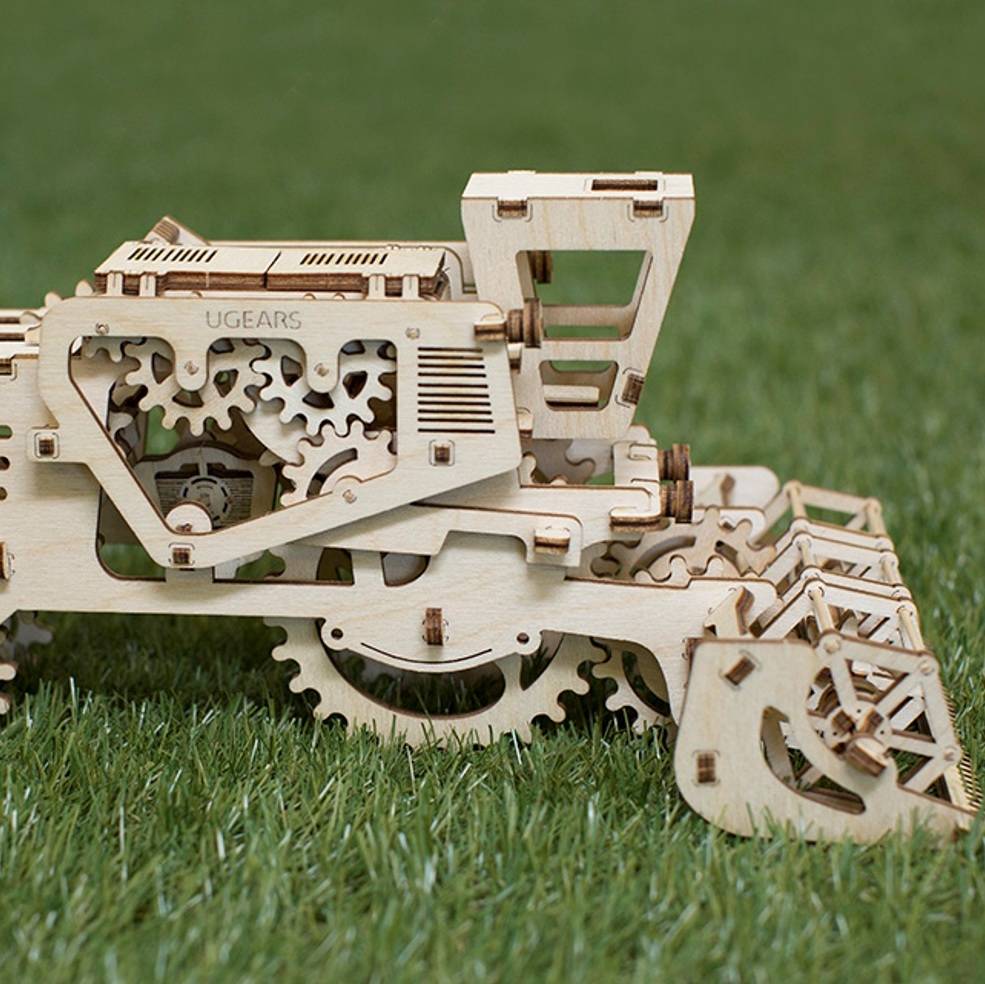 mechanical harvester wooden self assembly kit ugears by friendly gifts