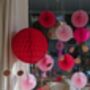 Tissue Paper Fan Decorations Pink Or Red, thumbnail 8 of 8