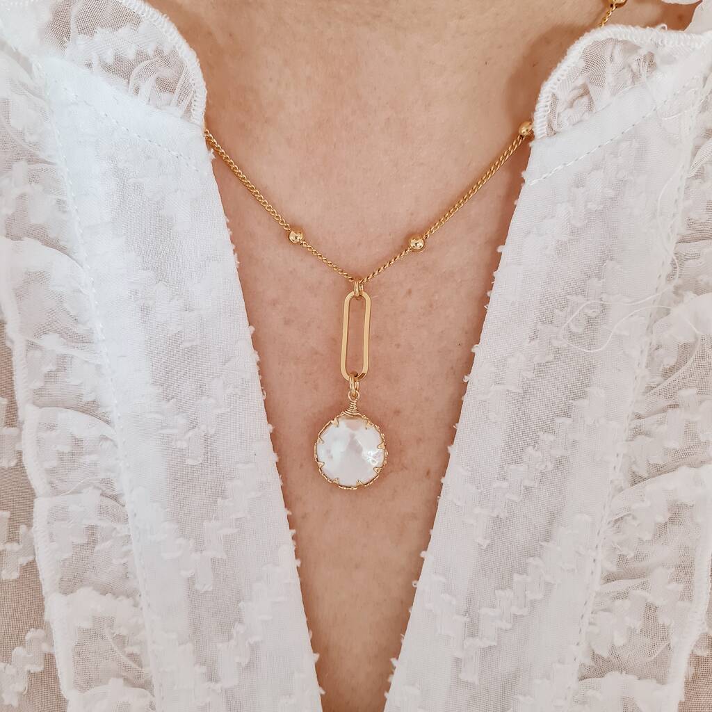 Gold Plated Drop Pearl Necklace By 