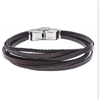 Men’s Italian Leather Multi Strand Bracelet, 2 of 8