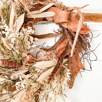 Dried Ruscus Amaranth Wreath With Bunny Tails, 4 of 5