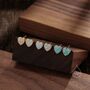 Sterling Silver Lab Opal Heart Stud Earrings, thumbnail 7 of 12