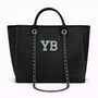 Personalised Black Large Chain Initial Tote Beach Bag, thumbnail 6 of 9