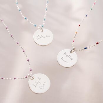 Disc And Enamel Chain Personalised Necklace, 6 of 12