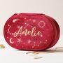 Personalised Starry Night Oval Jewellery Case In Red, thumbnail 3 of 5