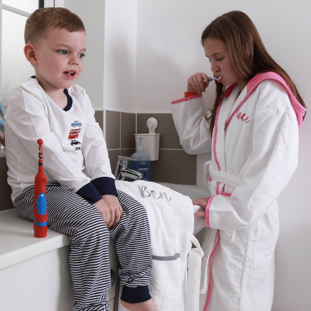 Personalised Kids Hooded Bathrobe By Duncan Stewart