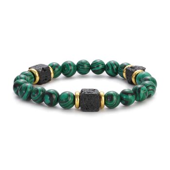 Genuine Green Malachite Stone Protection Bead Bracelet, 2 of 4