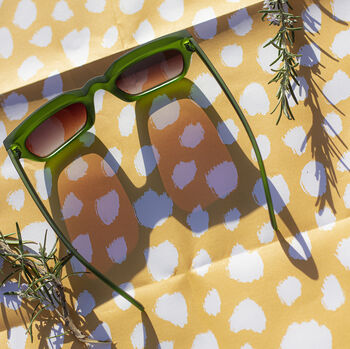 Chunky Bevelled Square Sunglasses In Matte Green, 3 of 3