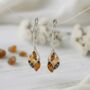 Tricolour Baltic Amber And Silver Leaf Drop Earrings, thumbnail 1 of 3