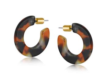 Hortense Flat Oval Resin Hoops Orange / Black, 2 of 3