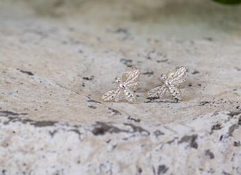 Sterling Silver Bee Stud Earrings, 2 of 6