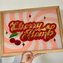 'Cherry Bomb' Reverse Glass Gold Leaf Wall Art Sign, thumbnail 11 of 12