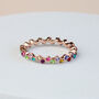 Colourful Crystal Wavy Band Rose Gold Ring, thumbnail 3 of 3