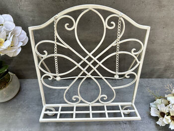 34cm White Distressed Metal Cookbook And Recipe Stand, 4 of 12