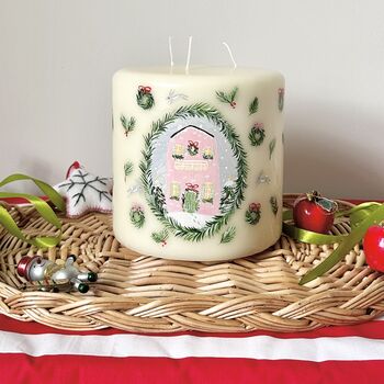 Hand Painted Enchanted Christmas Home Pillar Candle, 4 of 4