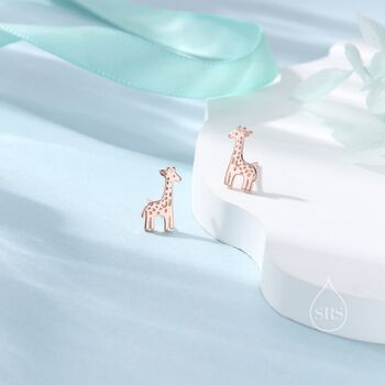 Sterling Silver Tiny Giraffe Stud Earrings, 7 of 12
