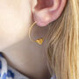 Tiny Gold Plated Heart Hoop Earrings, thumbnail 3 of 11