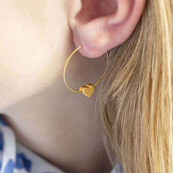 Tiny Gold Plated Heart Hoop Earrings, 3 of 11