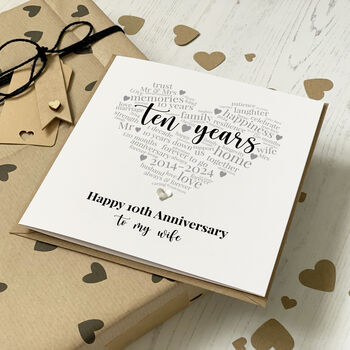 Personalised 10th Tin Anniversary Card For Husband/Wife, 2 of 3