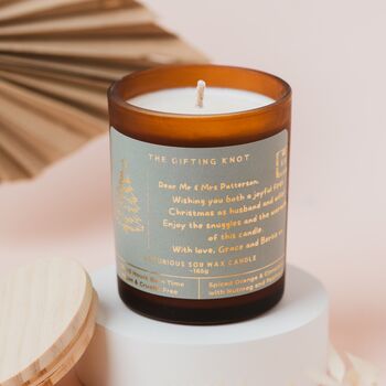 Personalised Christmas Candle – Postcard Style Foil Label Gift – Festive Soy Wax Candle, 5 of 6