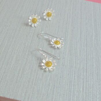 Sterling Silver Daisy Earrings, 3 of 5