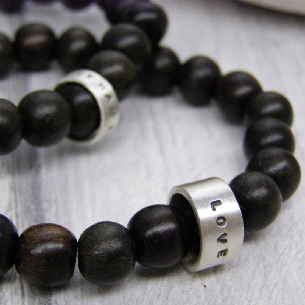 personalised wooden bead mens bracelet by soremi jewellery