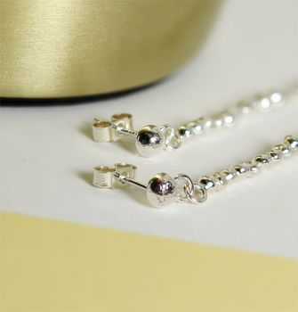 Handmade Long And Dangly Silver Drop Pebble Earrings, 3 of 7