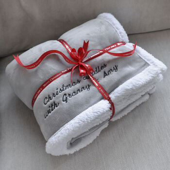 Personalised Christmas Grey Super Soft Blanket, 3 of 4