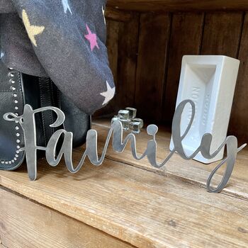'Family' Metal Word Sign Wall Art Decoration, 5 of 9