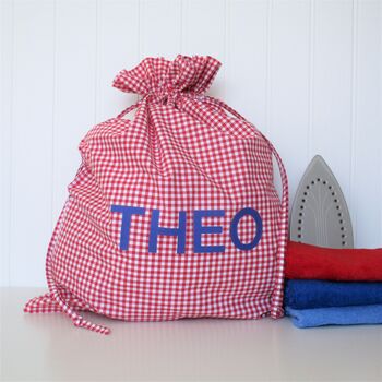 Personalised Gingham Laundry Bag, 2 of 5