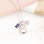 Personalised Engraved Teardrop Memorial Necklace With Birthstone, thumbnail 2 of 8