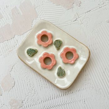 Ceramic Soap Dish With Pink Flowers, 3 of 3