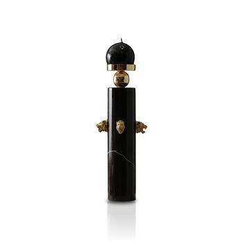 Black Marble Candle Holder With Brass Tiger Heads, 2 of 2