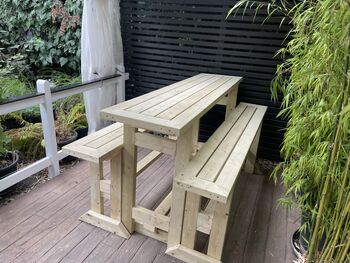 Bar Style Dining Table And Benches Treated, 6 of 12