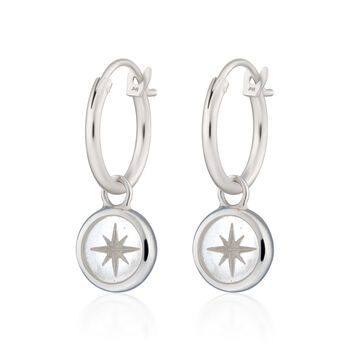 White Star Resin Charm Hoop Earrings, 2 of 5