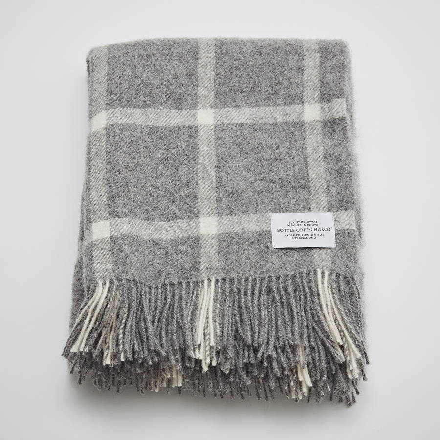 Pure Wool Grey Throw By Bottle Green Homes