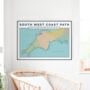 Personalised South West Coast Path Map Art Print, thumbnail 1 of 11