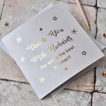 Personalised Thank You Teacher Gold Foil Card, 3 of 3