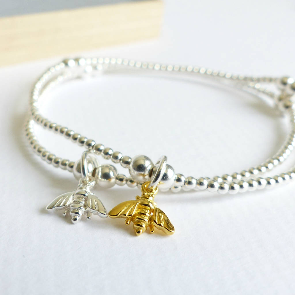Silver bee bracelet Clearance