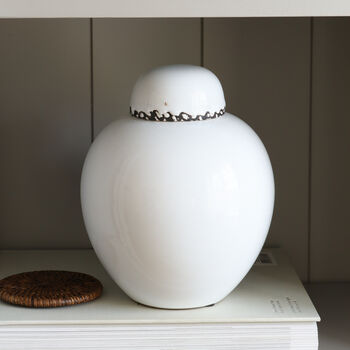 Round White Distressed Lidded Jar, 3 of 3