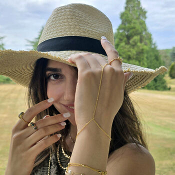 Dainty Beaded Link Chain Gold Plated Bracelet And Ring, 2 of 6