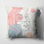 Cushion Cover Pink, Blue And Ecru Abstract Face Pattern, thumbnail 5 of 7