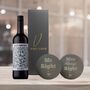 Vino Coco Red Wine Gift Set With Mr And Mrs Slate Coasters Perfect For Anniversaries And Wedding Presents, thumbnail 1 of 8