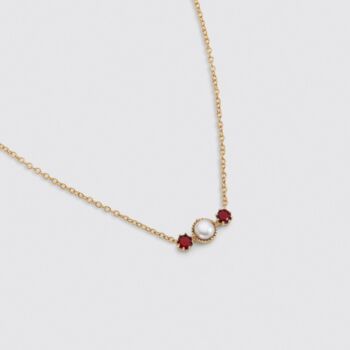 Garnet And Pearl 18k Gold Plated Necklace, 2 of 3