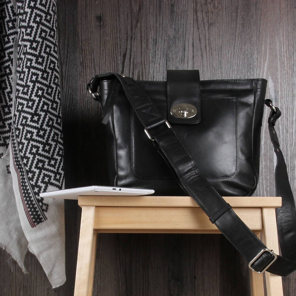 finsbury leather twist lock crossbody bag by the leather store ...