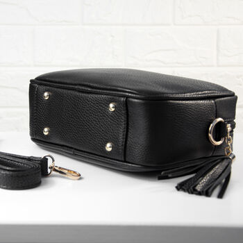 Personalised Vegan Leather Crossbody Bag In Black, 5 of 12