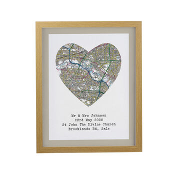 Wedding Anniversary Gifts Personalised Map Location Print, 9 of 9