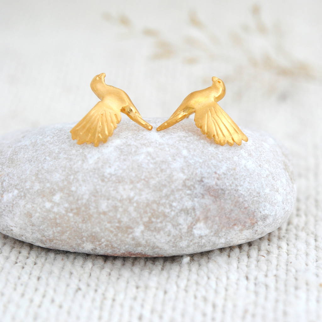 Turtle Dove Earrings In Gold Plated Silver, 1 of 3