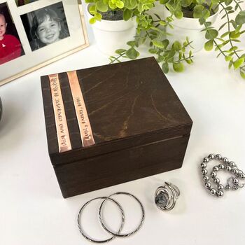 Wooden Cufflink And Watch Box With Copper Message, 2 of 9