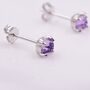 Natural Amethyst Tiny Stud Earrings In Sterling Silver, thumbnail 5 of 12